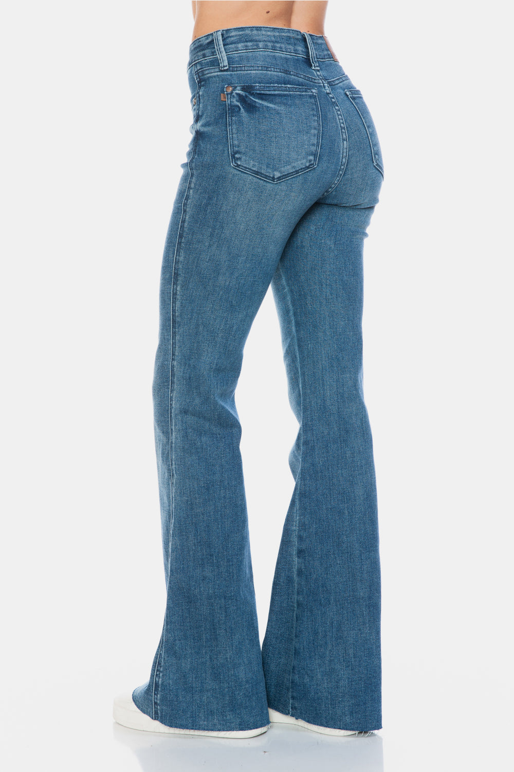 Judy Blue Full Size Tummy Control Cut Hem Flare Jeans – Vintage Wash & Flattering Fit