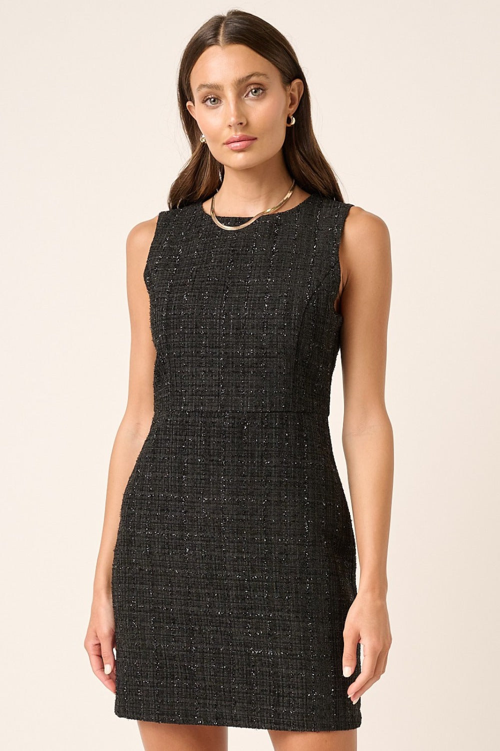 Mittoshop Tweed Sleeveless Mini Dress – Chic & Sophisticated with a Playful Twist