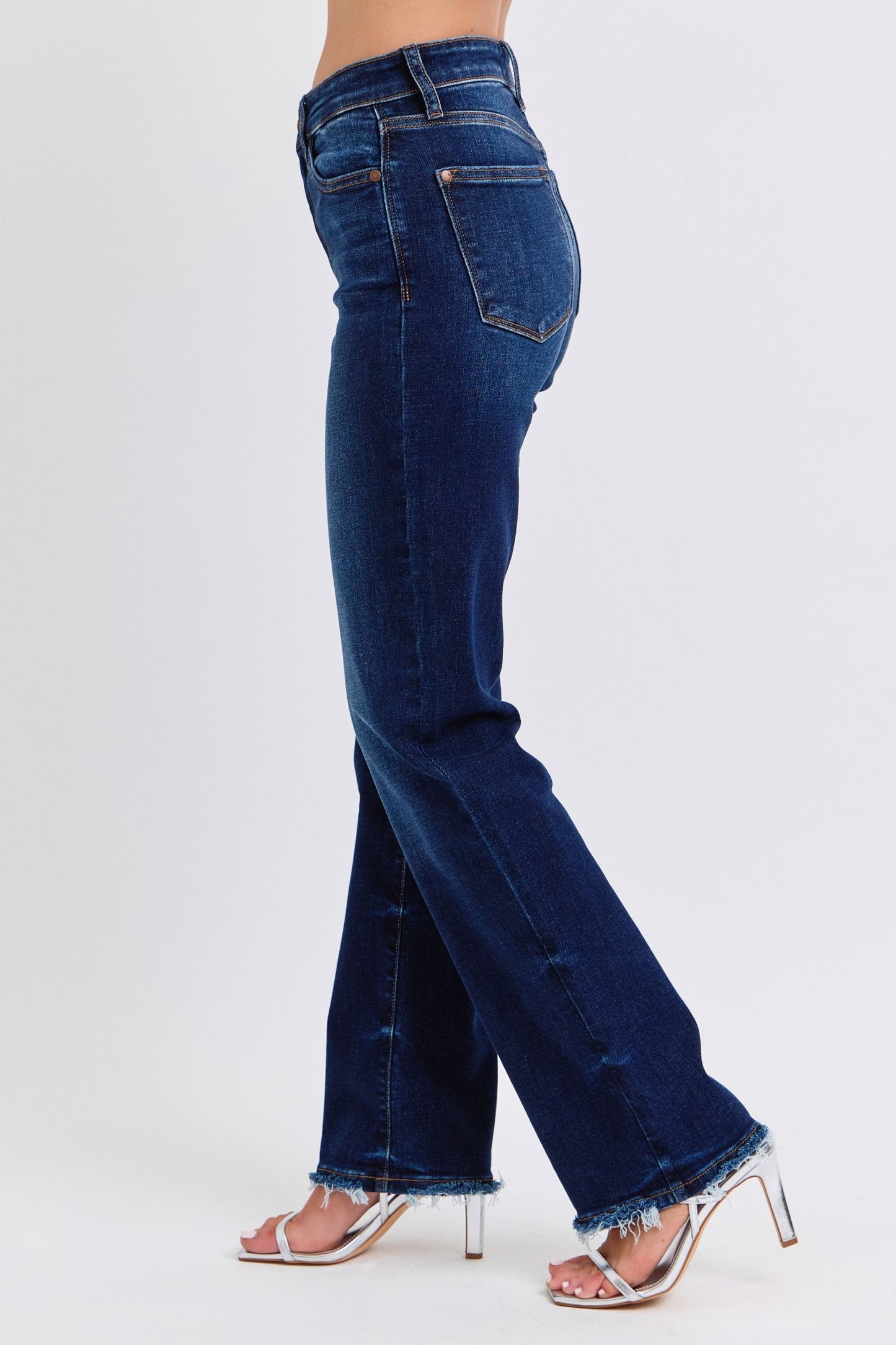 Judy Blue Full Size Raw Hem Straight Leg Jeans – Flattering & Versatile Denim