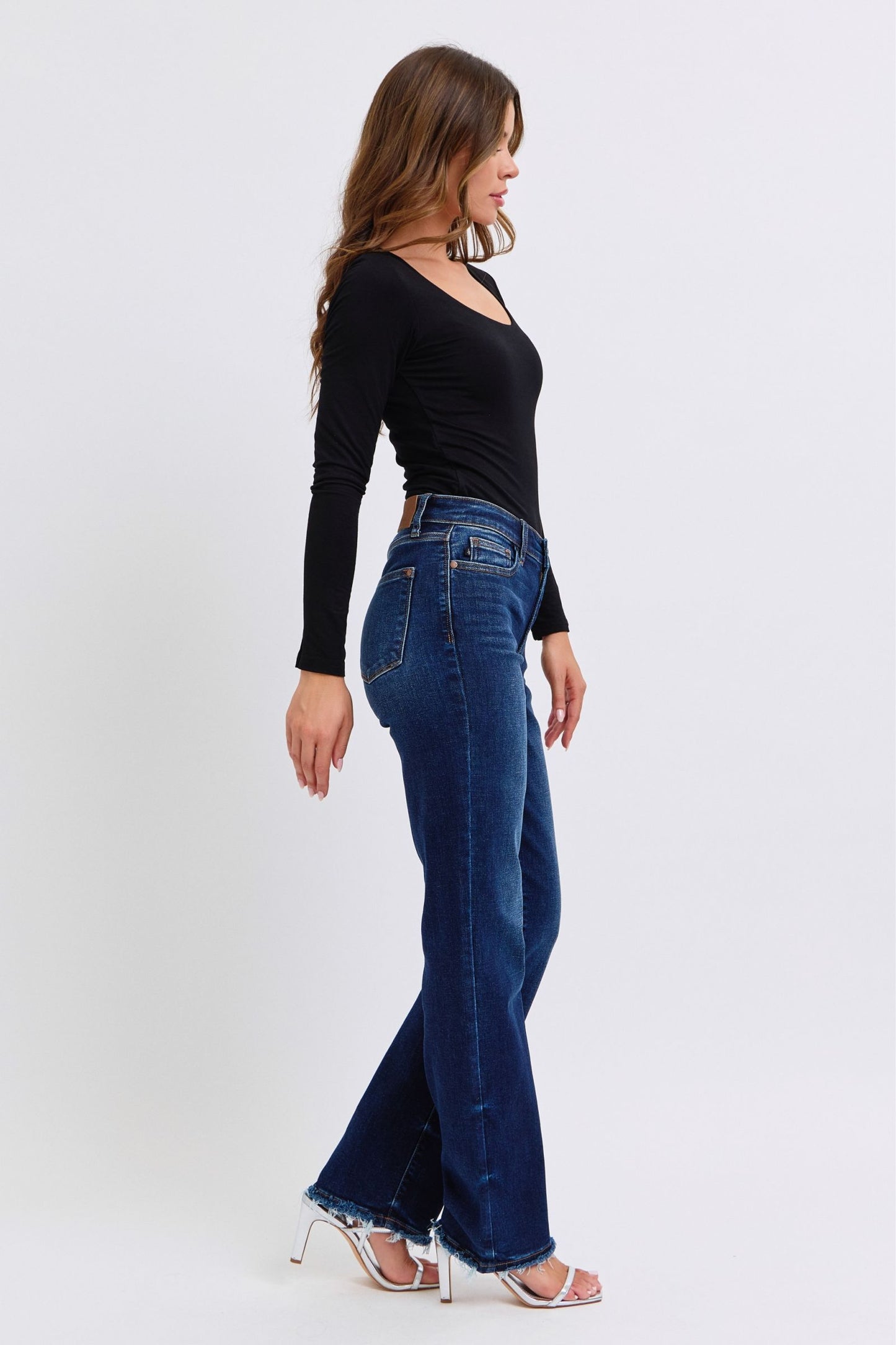 Judy Blue Full Size Raw Hem Straight Leg Jeans – Flattering & Versatile Denim