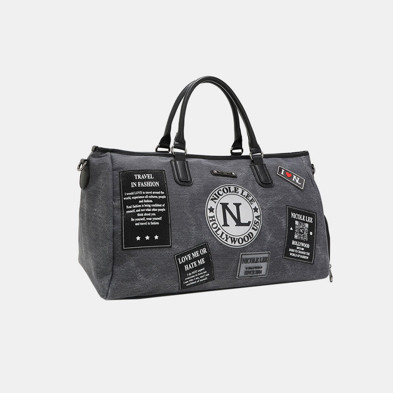 Nicole Lee USA Denim Patch Duffel – Stylish & Versatile Travel Bag