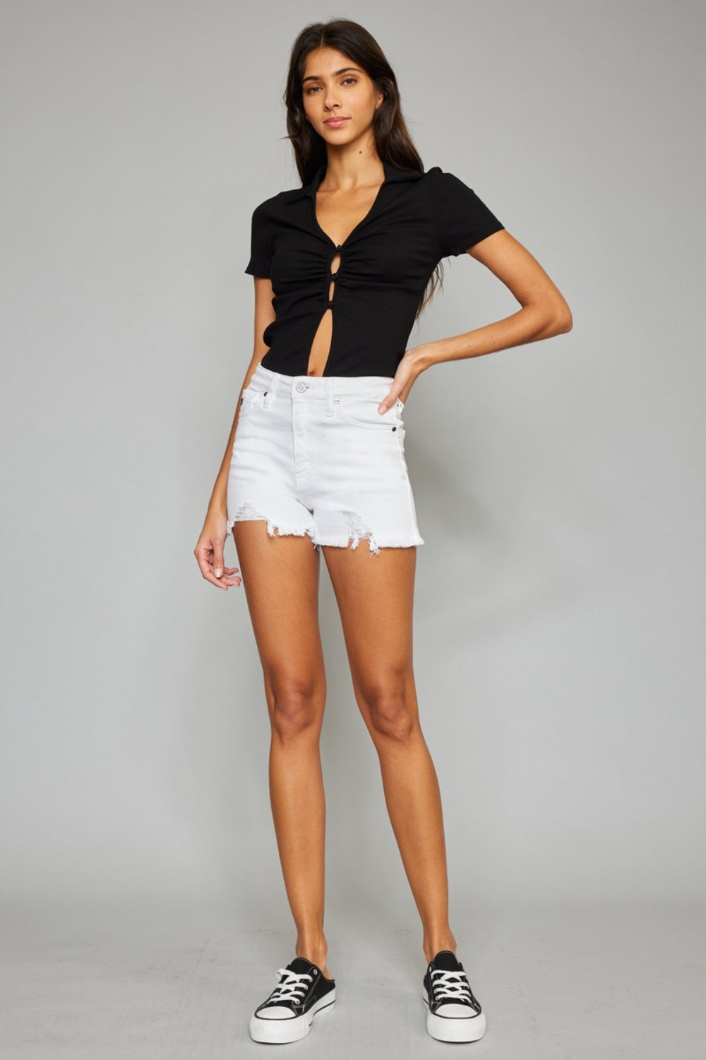 Kancan Full Size High Rise Frayed Hem Denim Shorts – Stylish & Versatile Summer Essential