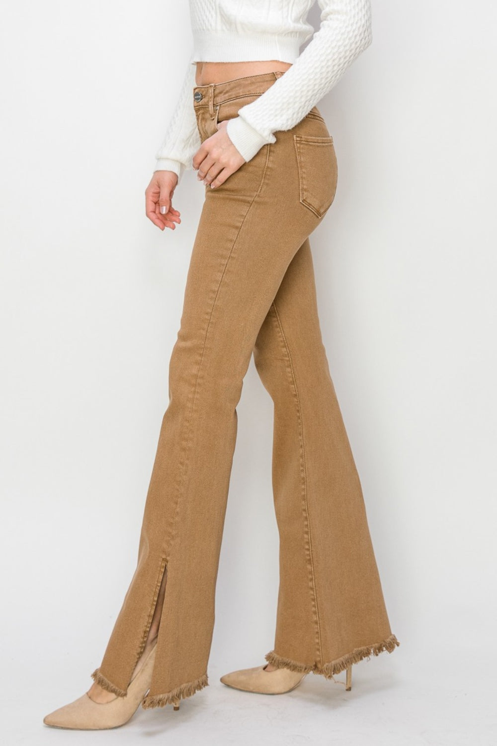 RISEN Bailey Full Size High Waist Side Slit Flare Jeans – Effortless Chic with a Flattering Fit