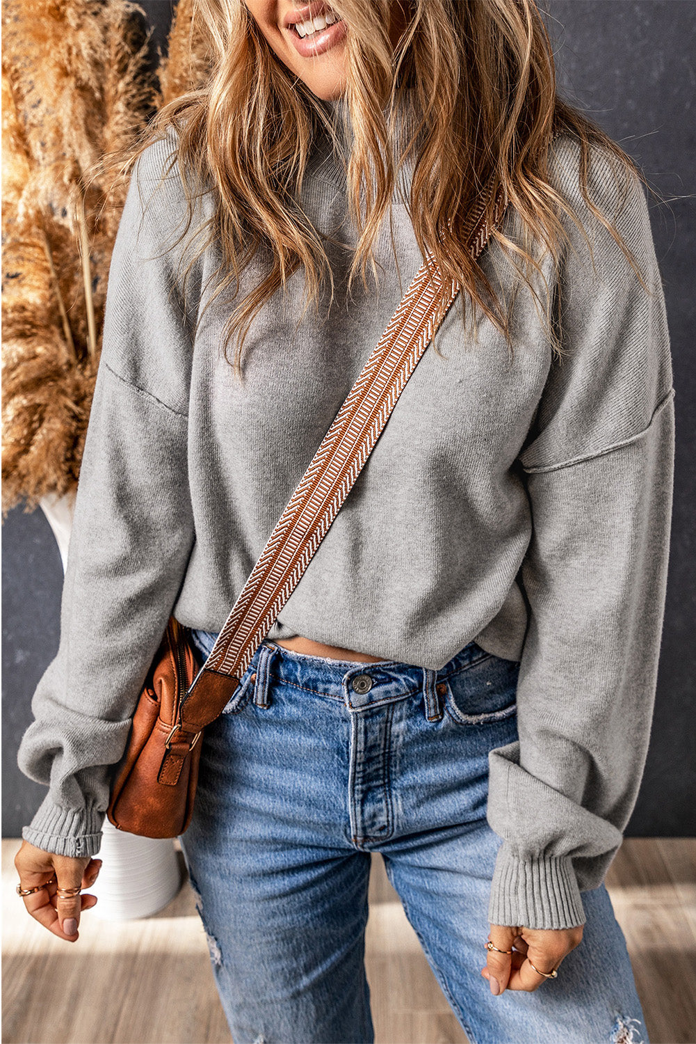 Turtleneck Lantern Sleeve Sweater – Cozy and Chic with a Touch of Elegance