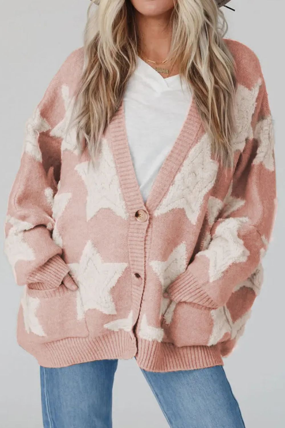 Star Button-Up Long Sleeve Cardigan – Cozy Style with a Chic Twist