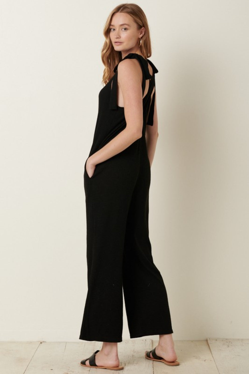 Mittoshop Rib Knit V-Neck Cross Back Jumpsuit – Trendy & Comfortable One-Piece