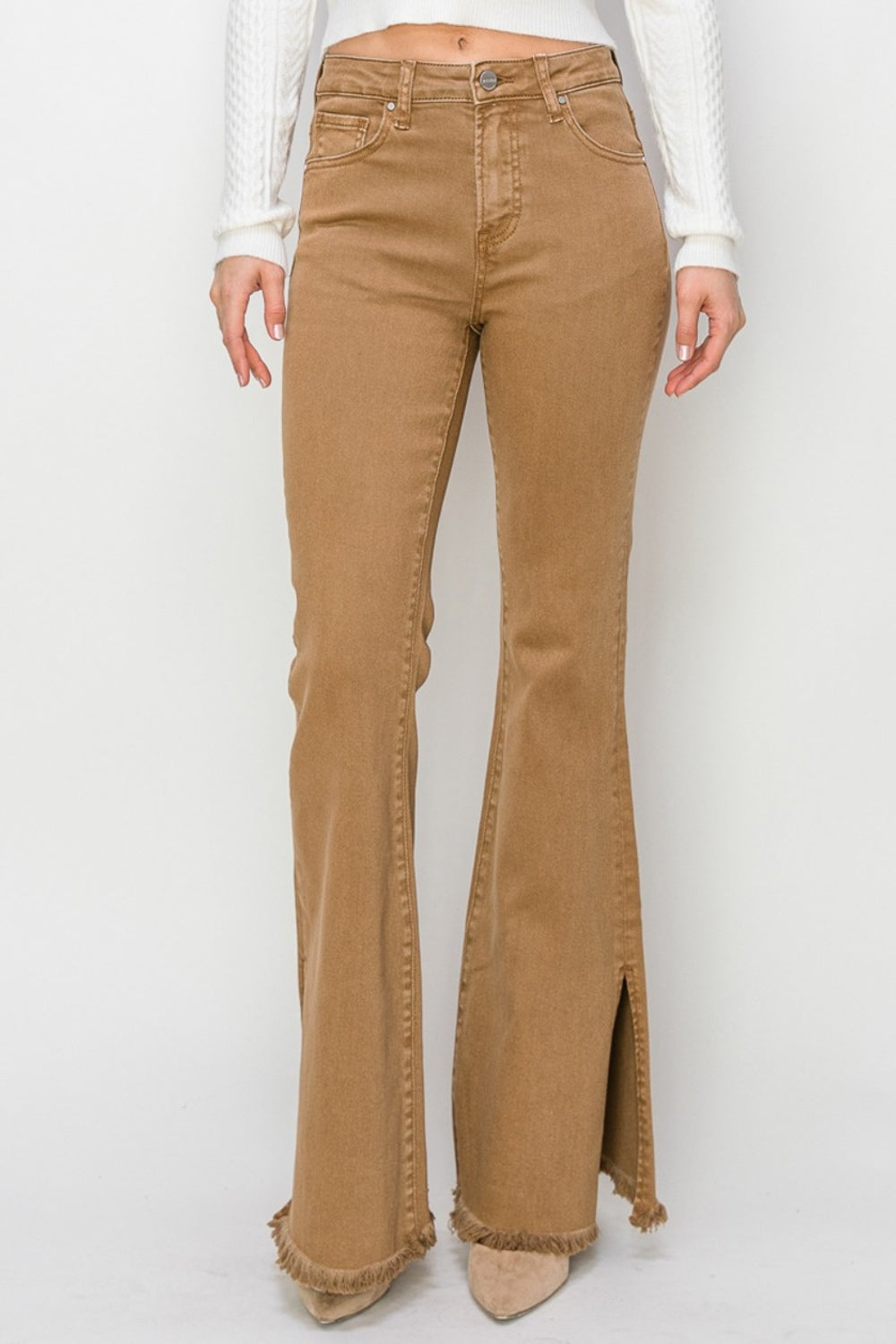 RISEN Bailey Full Size High Waist Side Slit Flare Jeans – Effortless Chic with a Flattering Fit