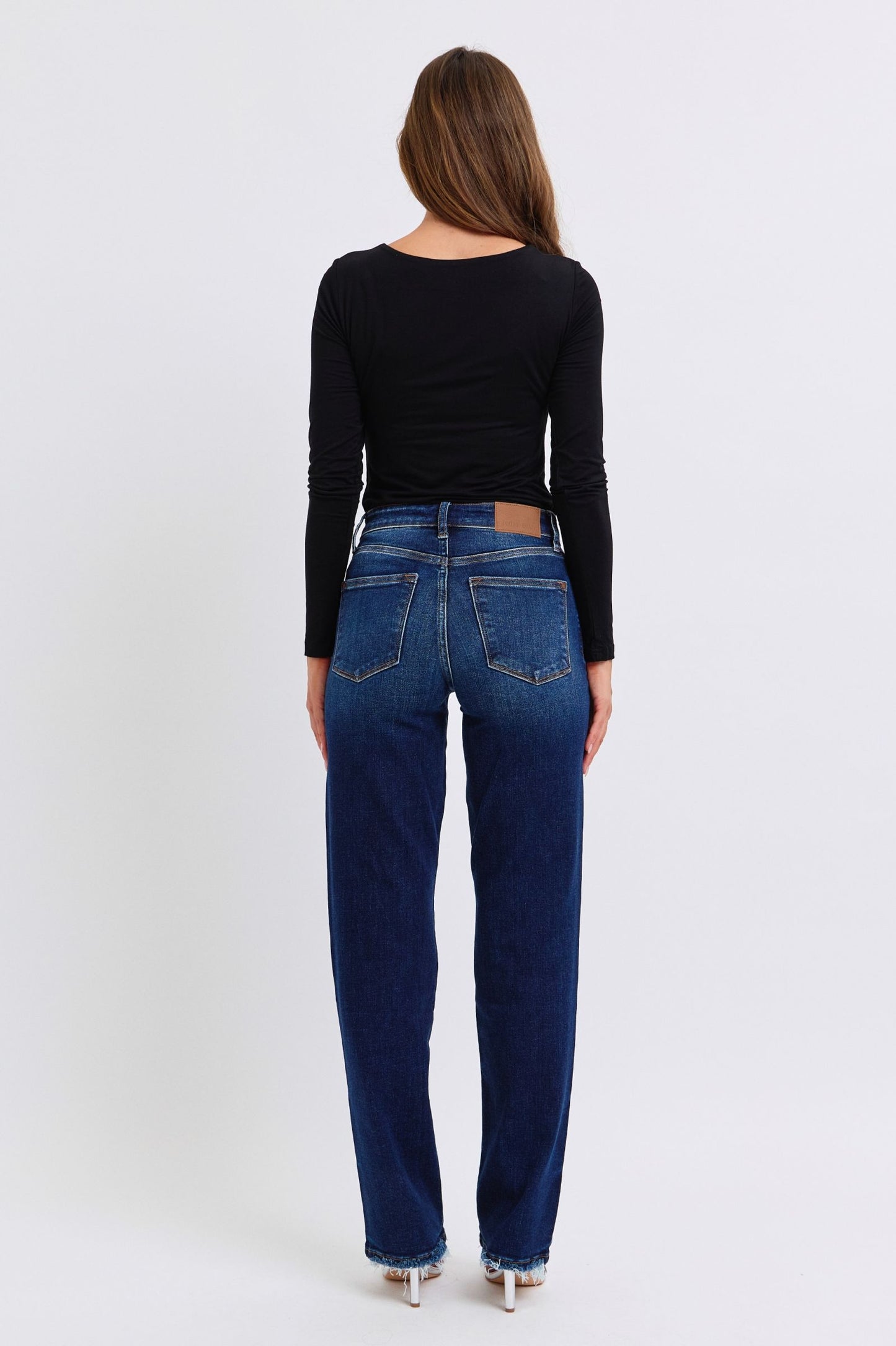 Judy Blue Full Size Raw Hem Straight Leg Jeans – Flattering & Versatile Denim