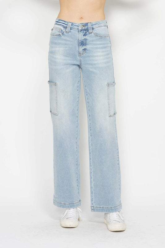 Judy Blue Full Size High Waist Straight Cargo Jeans - Trendy & Comfortable