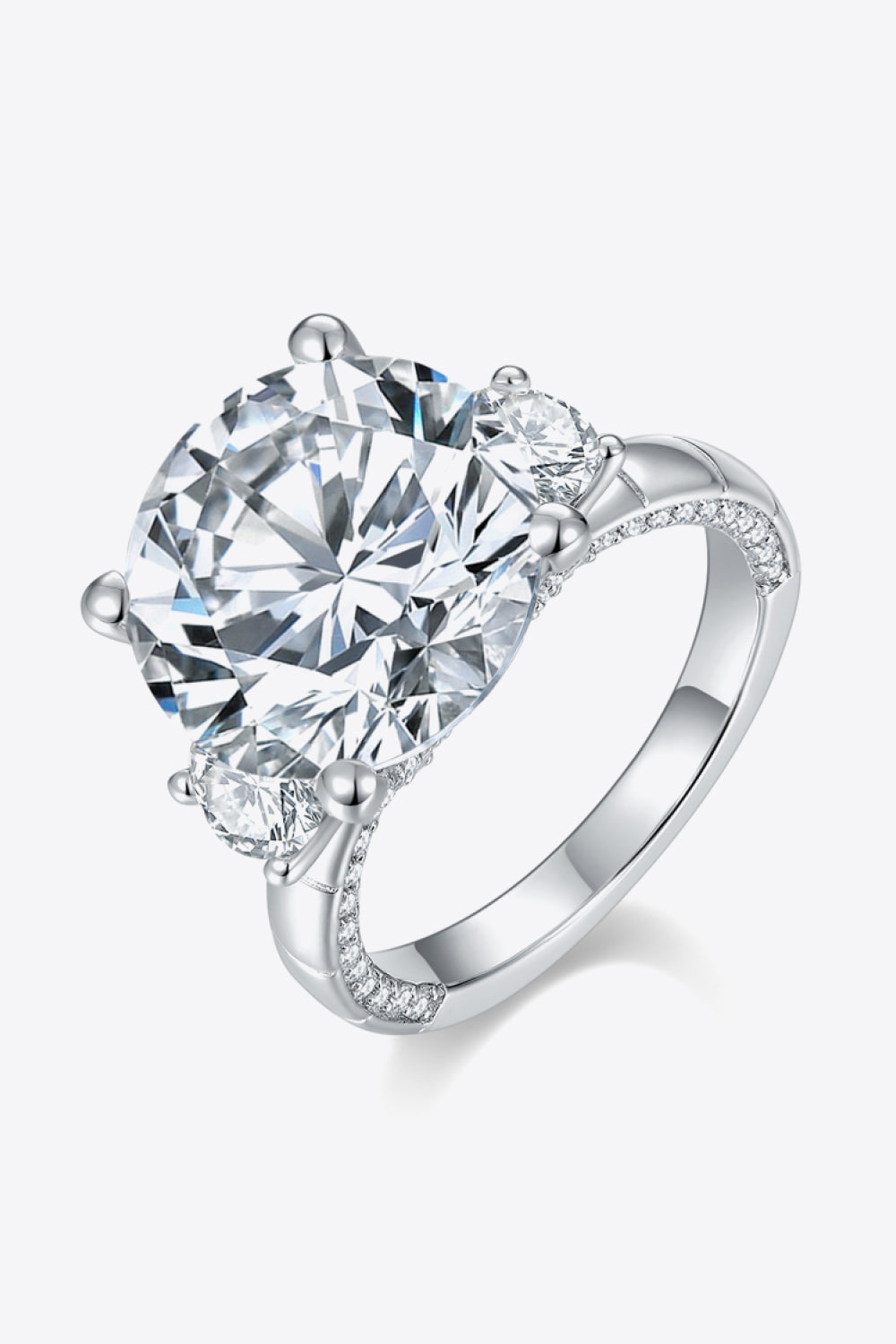 8.6 Carat Moissanite Platinum-Plated Ring – Sleek & Modern 925 Sterling Silver Design