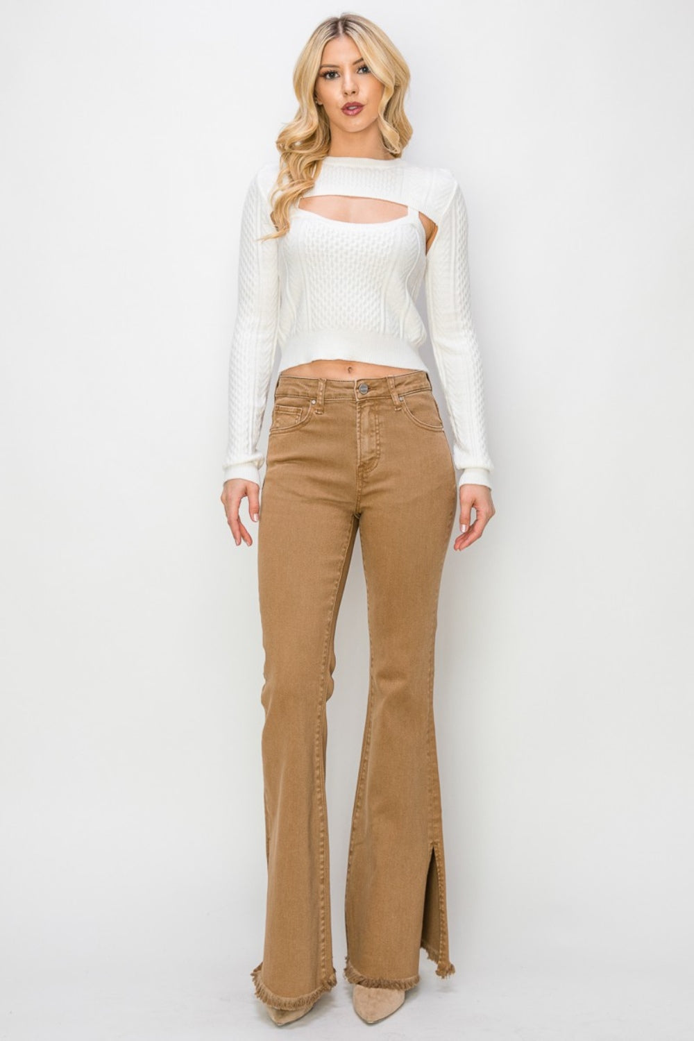 RISEN Bailey Full Size High Waist Side Slit Flare Jeans – Effortless Chic with a Flattering Fit