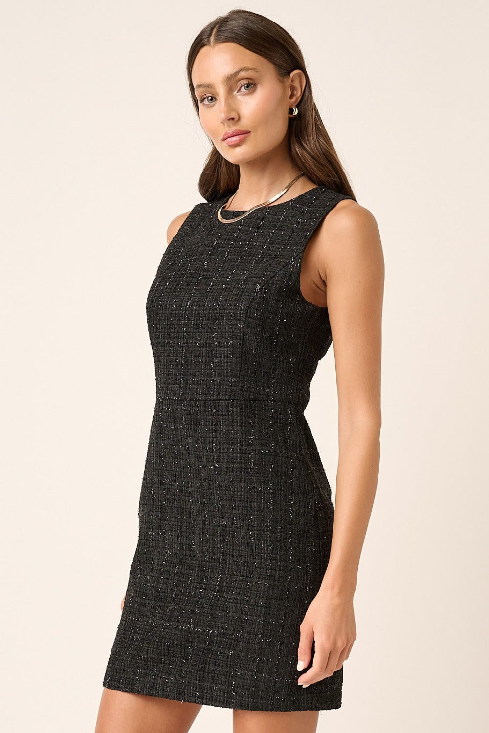 Mittoshop Tweed Sleeveless Mini Dress – Chic & Sophisticated with a Playful Twist