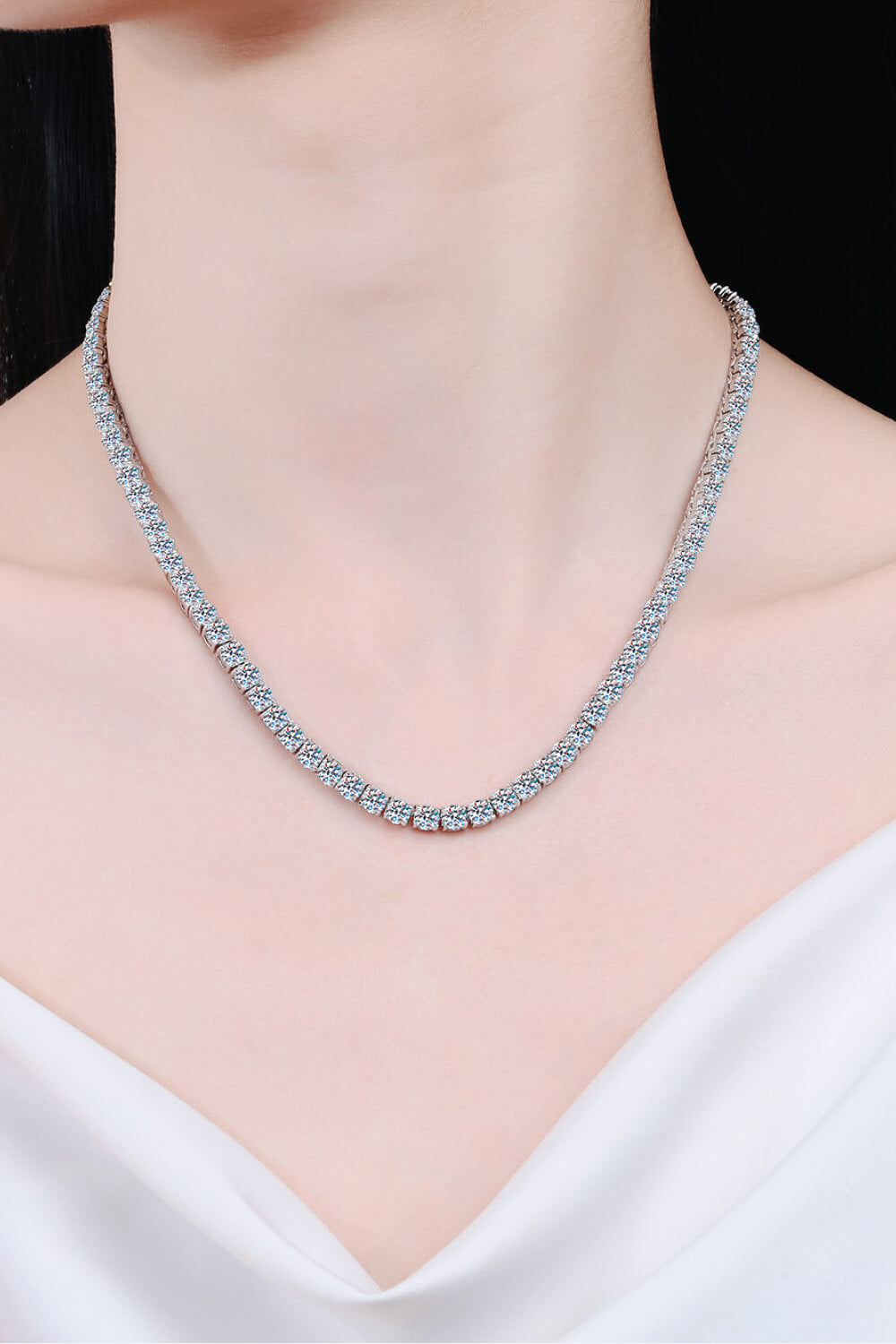 Moissanite Rhodium-Plated Necklace - 0.3 Carat, 925 Sterling Silver