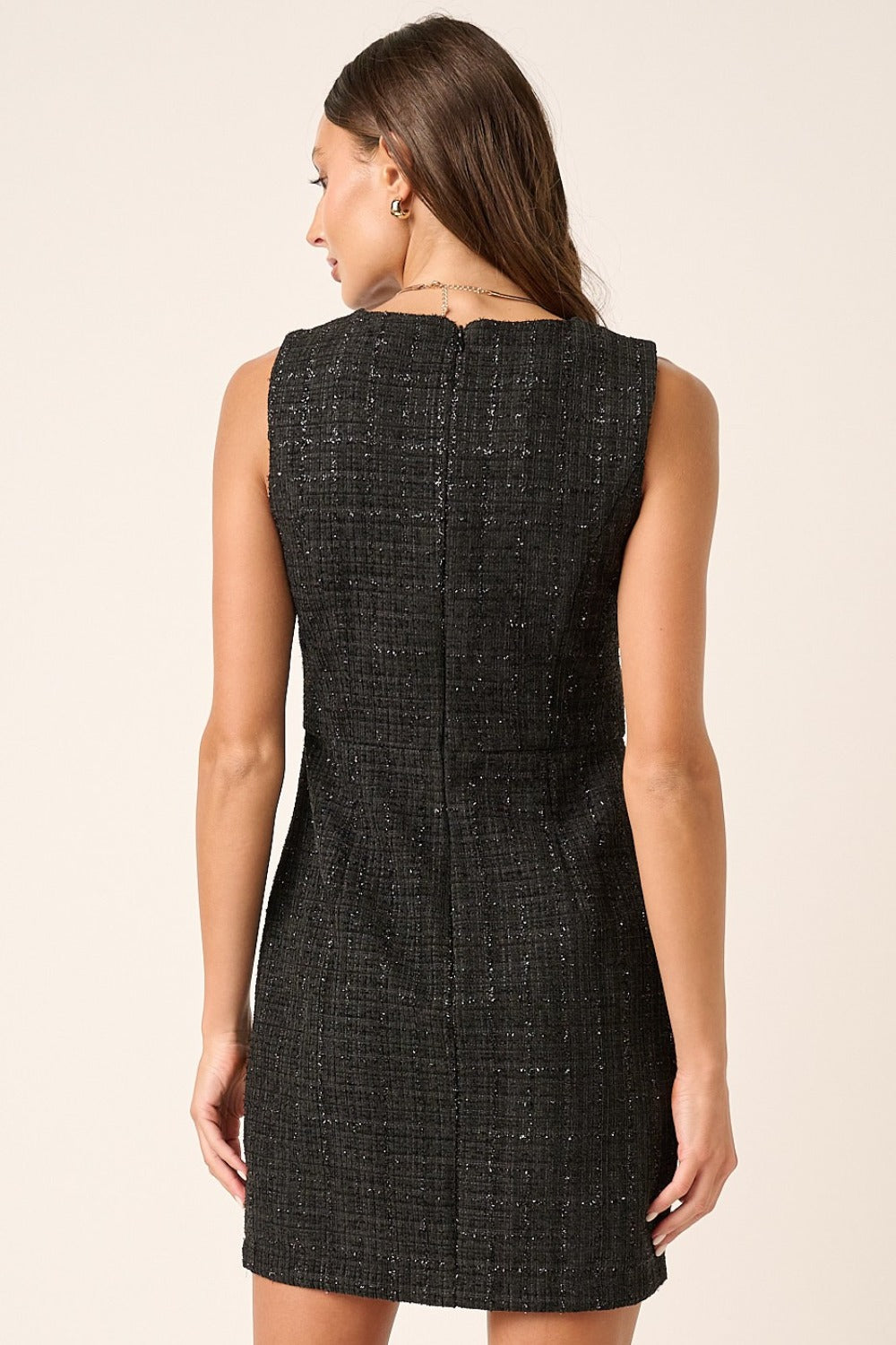 Mittoshop Tweed Sleeveless Mini Dress – Chic & Sophisticated with a Playful Twist