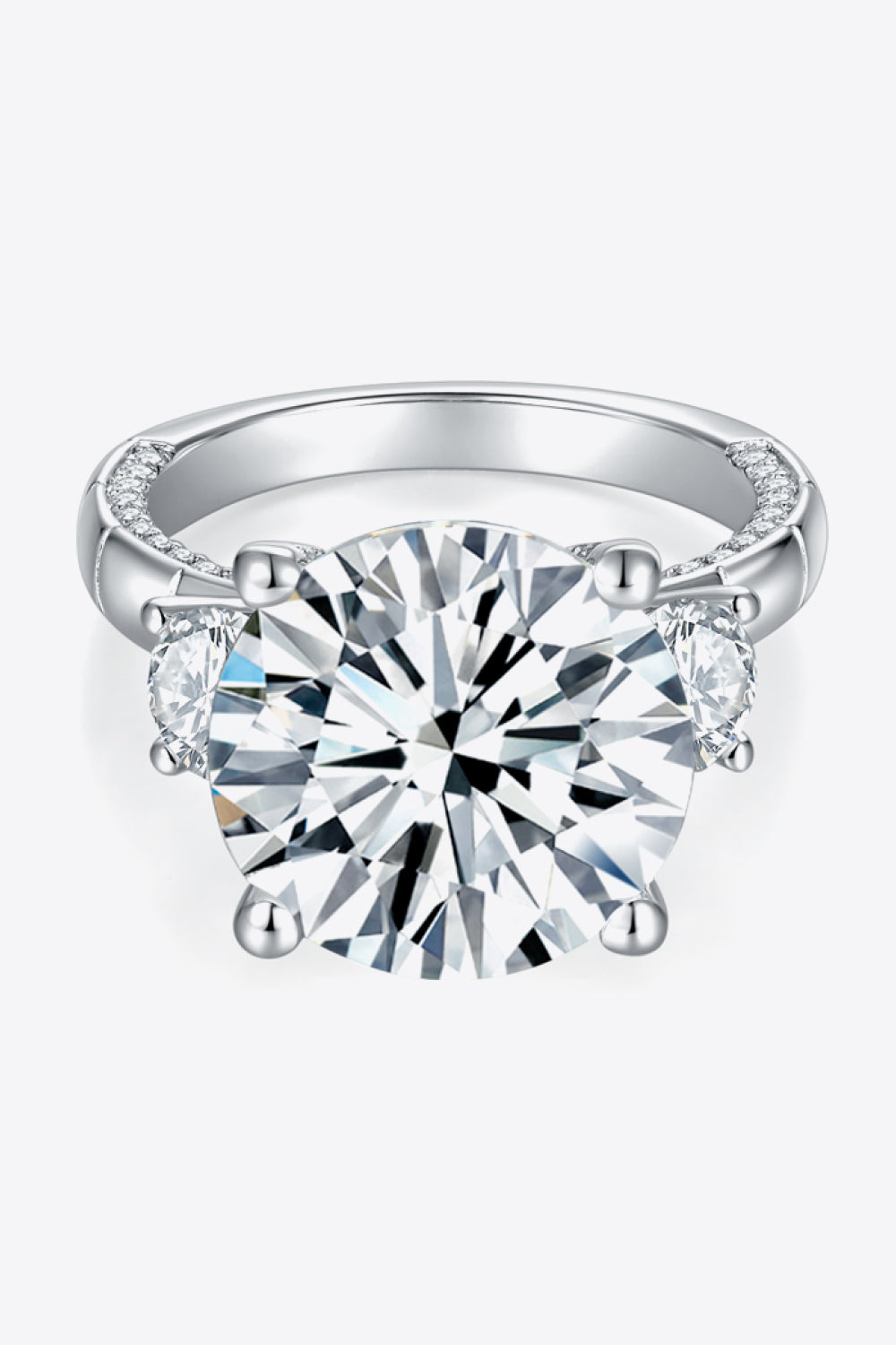 8.6 Carat Moissanite Platinum-Plated Ring – Sleek & Modern 925 Sterling Silver Design